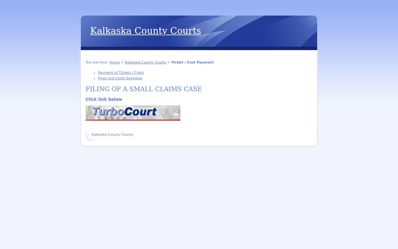 Kalkaska County civil court docket filing and payment links
