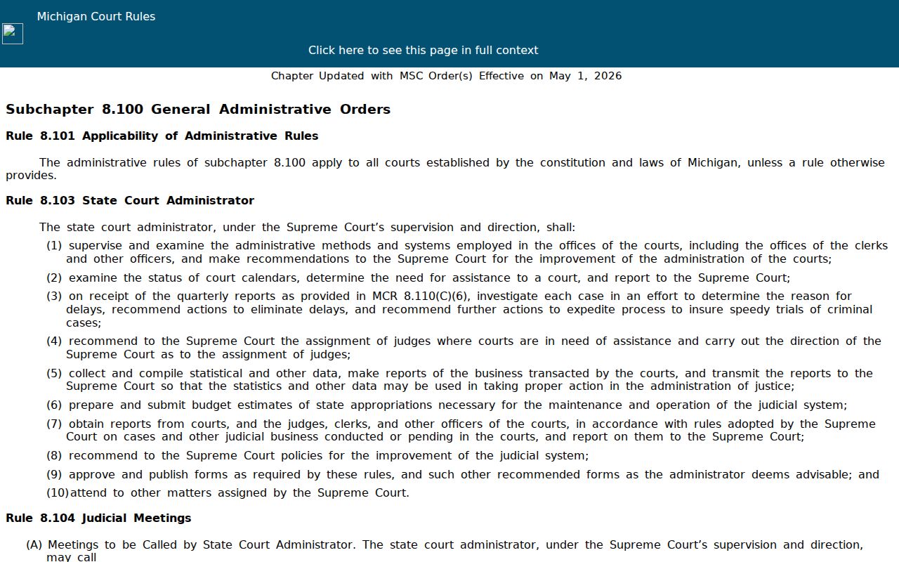 Kalkaska County court records public access rule reference