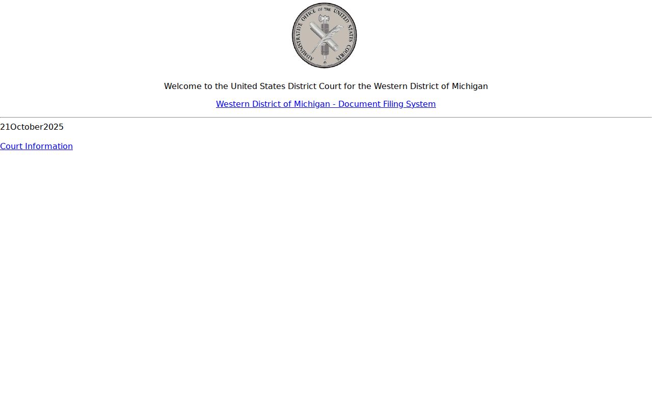 Kalkaska County criminal docket Western District CM ECF endpoint