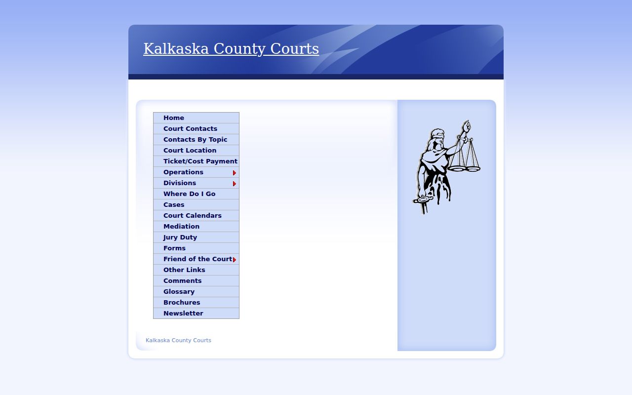 Kalkaska County court docket legacy court menu for cases and calendars
