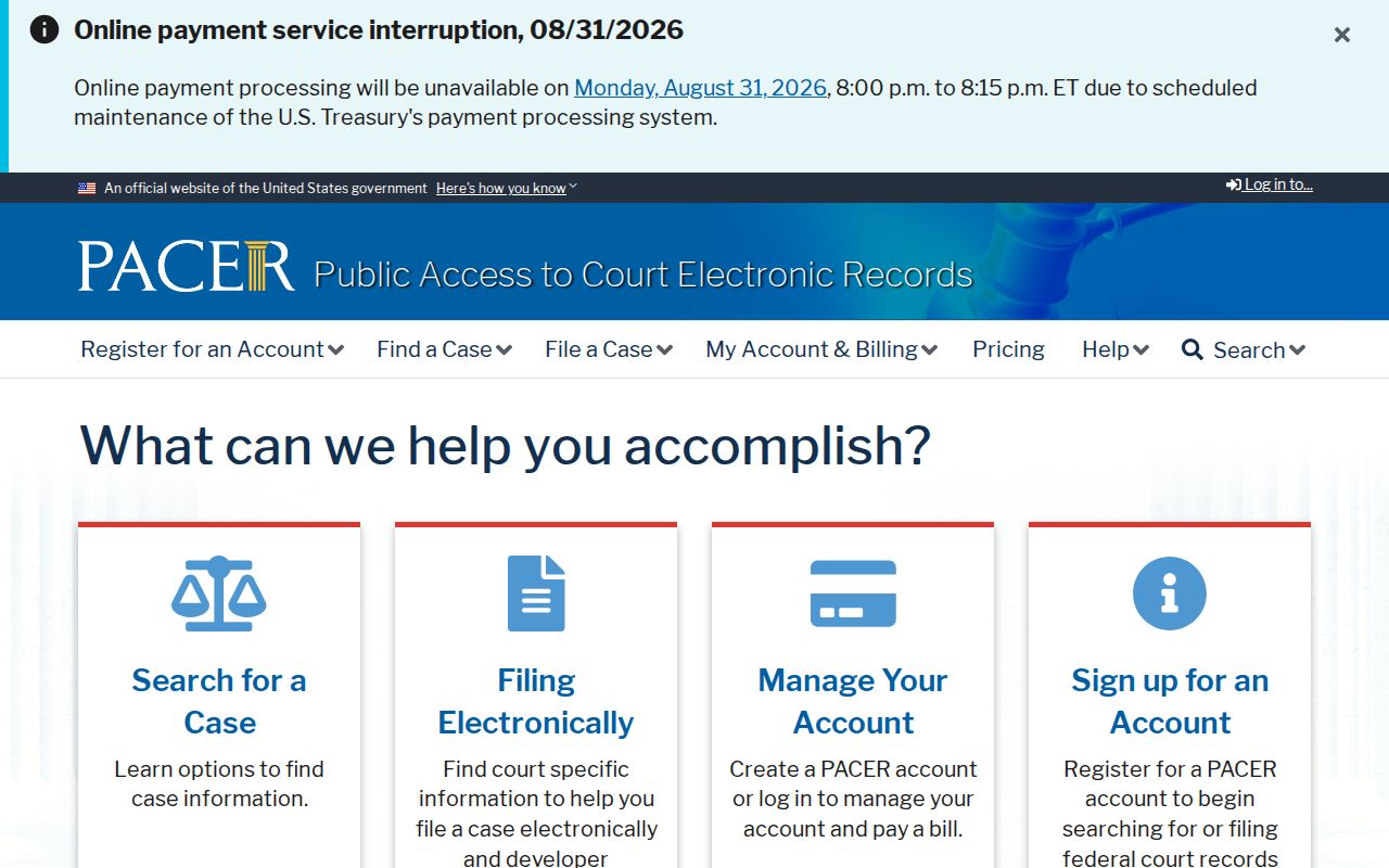 Kalkaska County court docket federal PACER record access reference