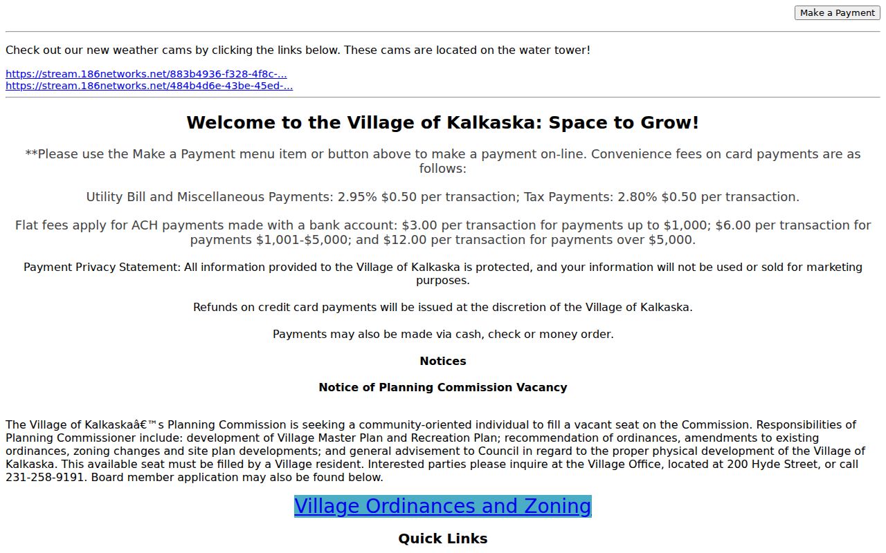 Kalkaska court records Village Hall municipal administration location